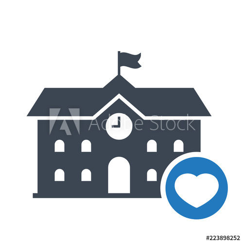 500x500 High School Building Icon, Education Icon With Heart Sign High