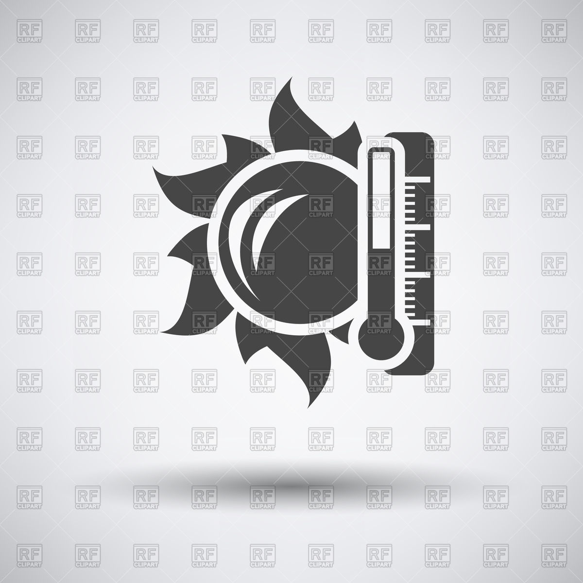 1200x1200 Sun And Thermometer With High Temperature Icon On A Gray