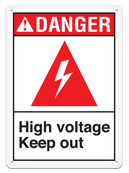 449x600 Danger, High Voltage Keep Out Ansi Signs W High Voltage Icon