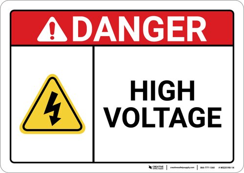 500x355 Danger High Voltage With Yellow Icon Ansi