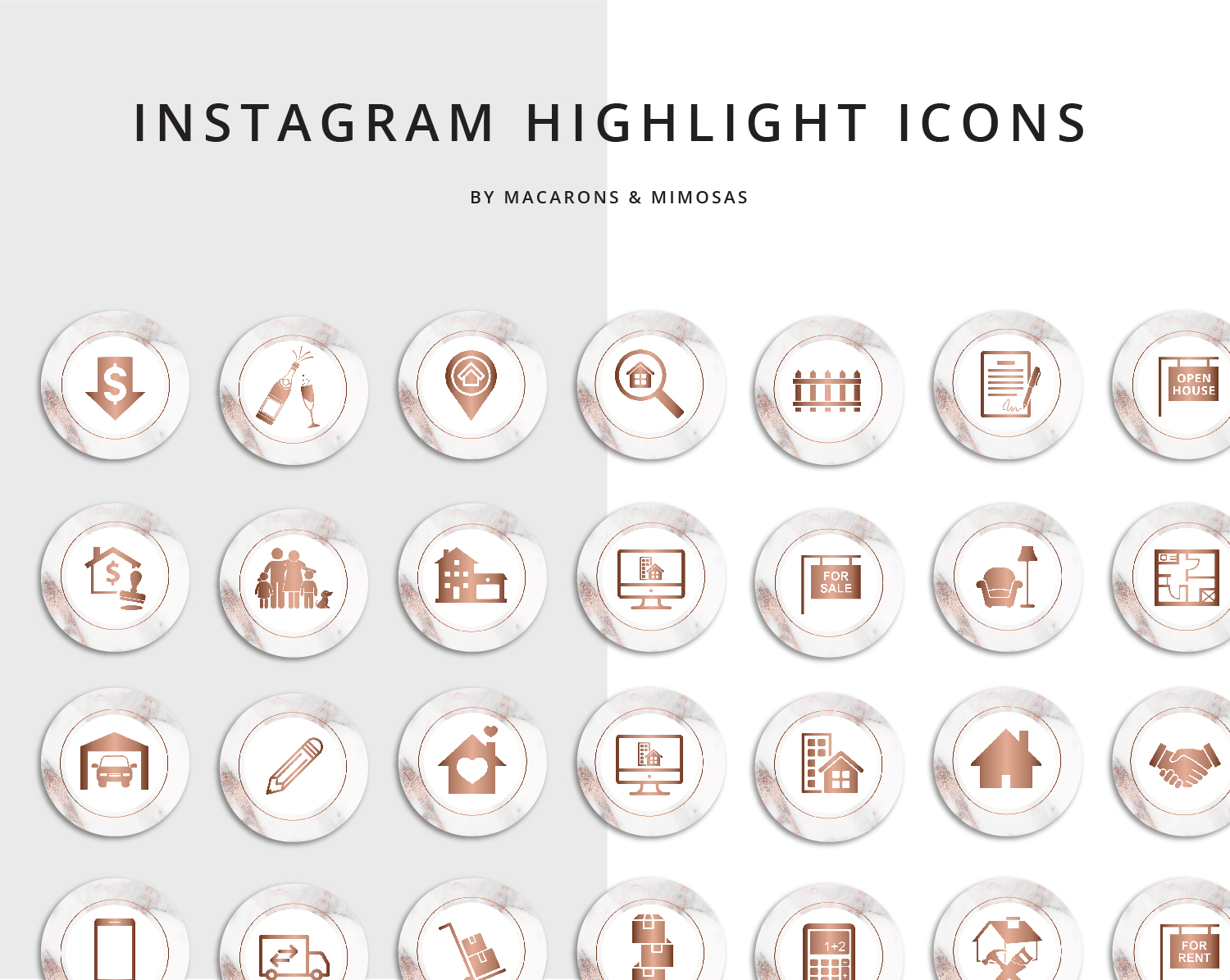 1500x1195 Realty Rose Gold Marble Instagram Story Highlights Icons