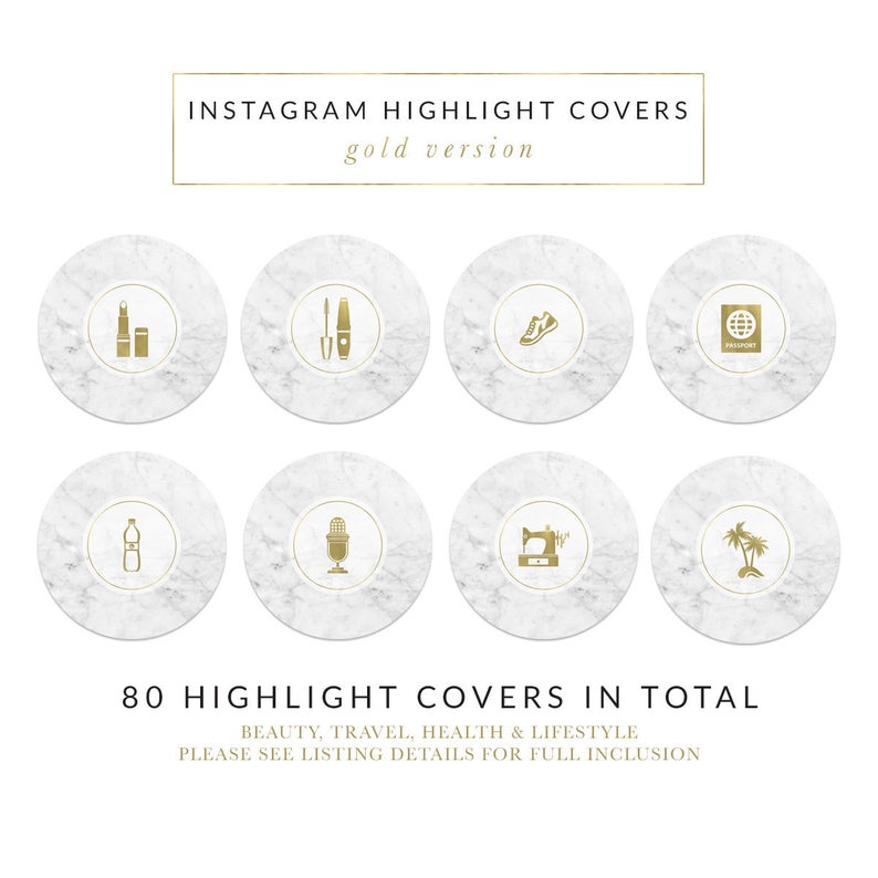 794x794 Instagram Story Highlight Icon Covers Gold Marble Instagram Etsy
