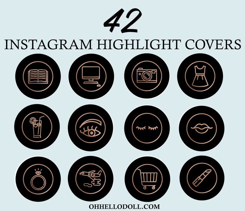 794x683 Instagram Story Highlight Icon Covers Rose Gold Black Etsy