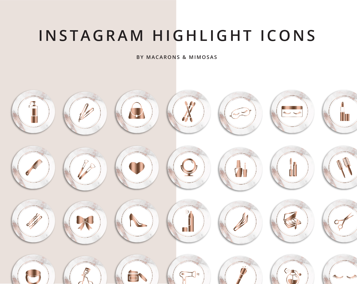 1500x1195 Rose Gold Beauty Instagram Story Highlights Icons Macarons