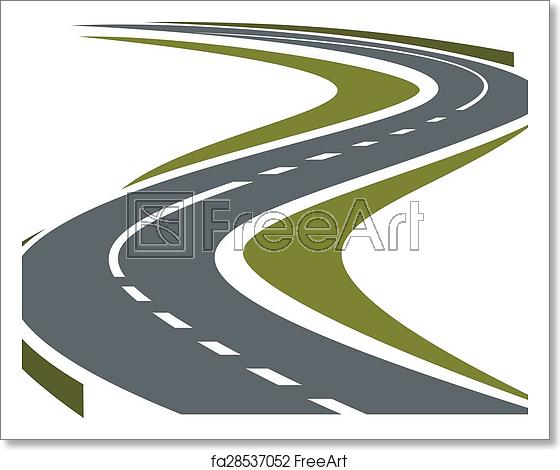 560x470 Free Art Print Of Winding Paved Road Or Highway Icon Modern Paved