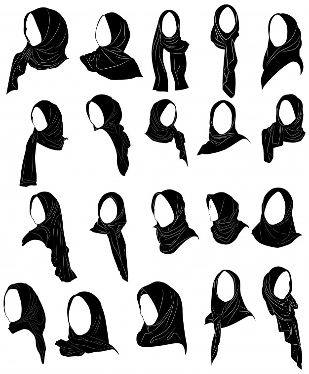 626x756 Vector Set Drawing Of Muslim Woman With Hijab Logo Template Icon