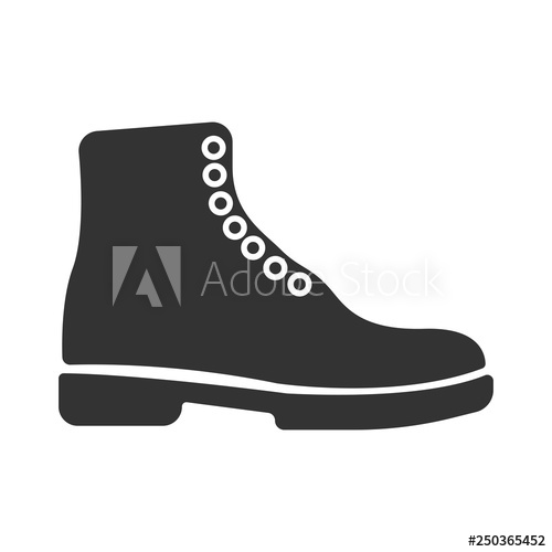 500x500 Simple Black Vector Boots Icon Concept Tourism, Store, Shop