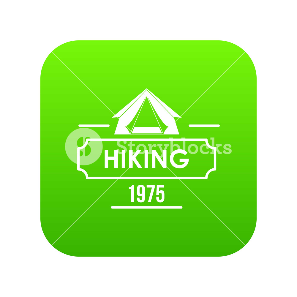 1000x1000 Hiking Icon Green Vector Isolated On White Background Royalty Free