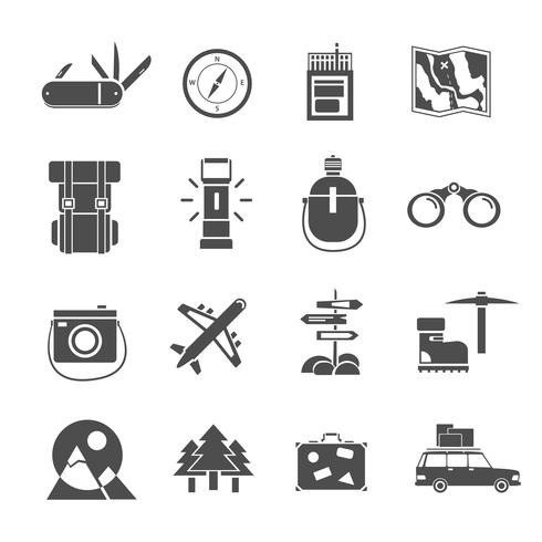 490x490 Hiking Icons Set Black