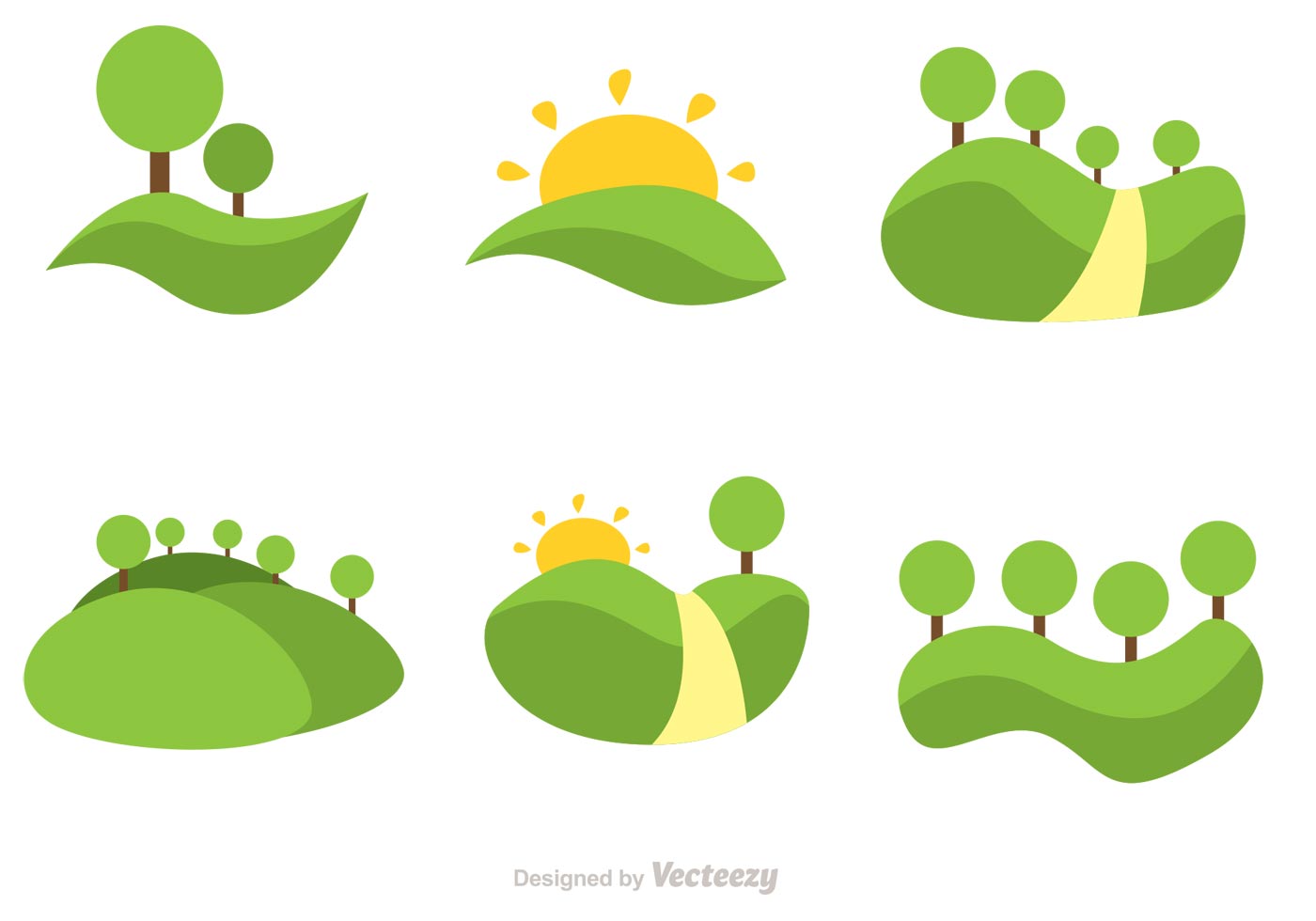 1400x980 Circular Vector Rolling Hills Icons