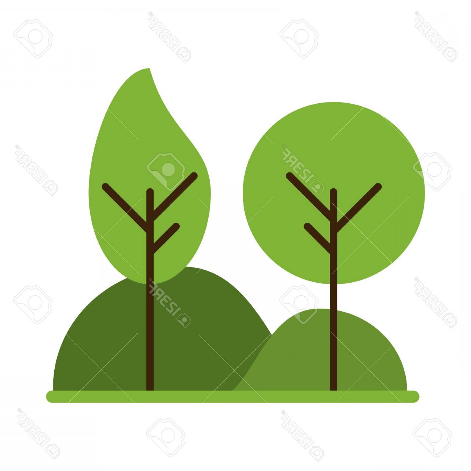 1560x1560 Photostock Vector Forest Trees Hill Icon Image Vector Illustration