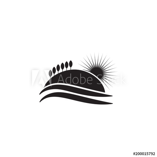 500x500 Sunset On The Hill Icon Element Of Landscape Illustration