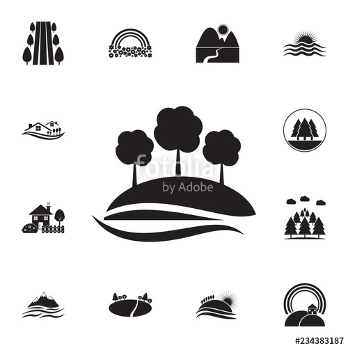500x500 Trees On A Hill Icon Detailed Set Of Landscapes Icons Premium