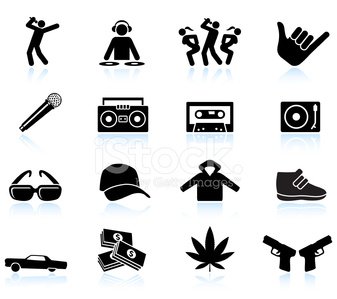 337x299 Rap And Hip Hop Music Black White Vector Icon Set Stock Vectors