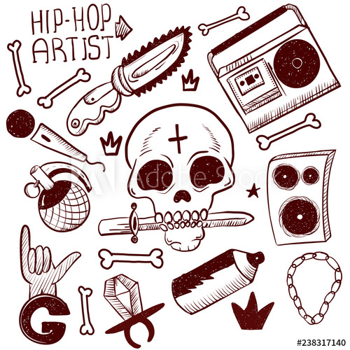 500x500 Set Of Rap Music Icons Black Isolated Hip Hop Icon Set Attributes