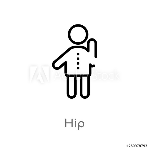 500x500 Outline Hip Vector Icon Isolated Black Simple Line Element