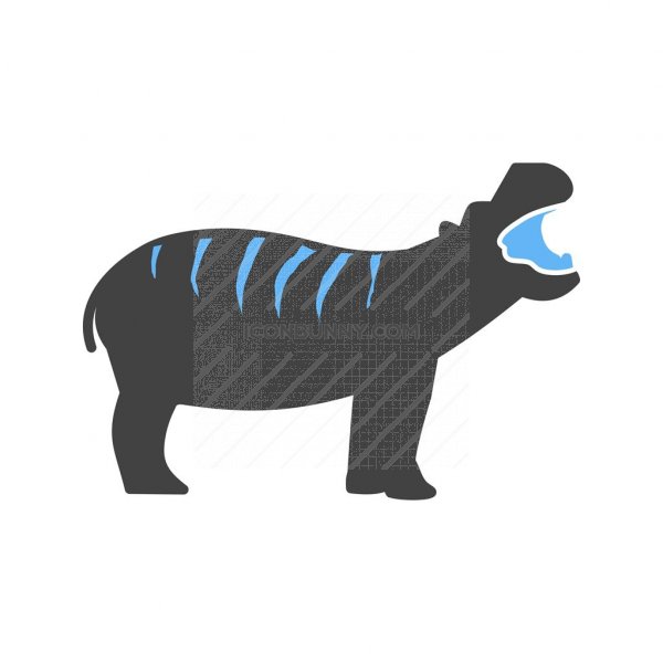 600x600 Hippo Blue Black Icon