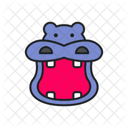 256x256 Hippo Icon Of Colored Outline Style