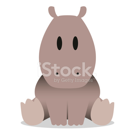 440x440 Vector Cute Cartoon Baby Hippo Icon Stock Vector