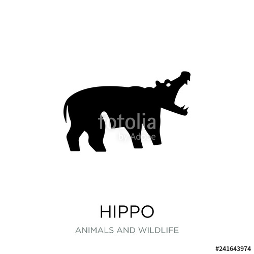 500x500 Hippo Icon Vector On White Background, Hippo Trendy Filled Icons