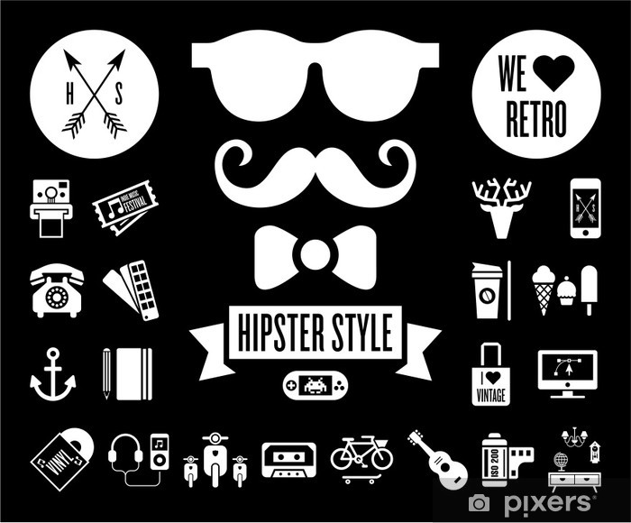700x580 Hipster Icon Set Wall Mural