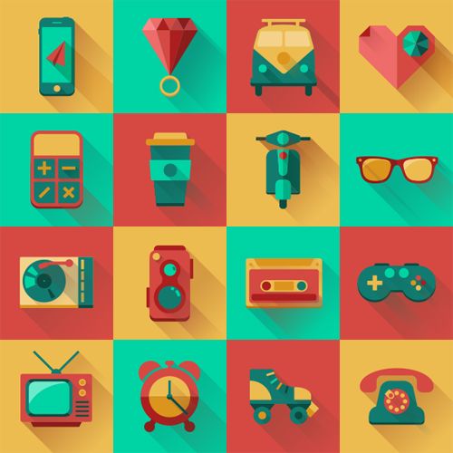 500x500 Free Flat Hipster Icons Design Pack