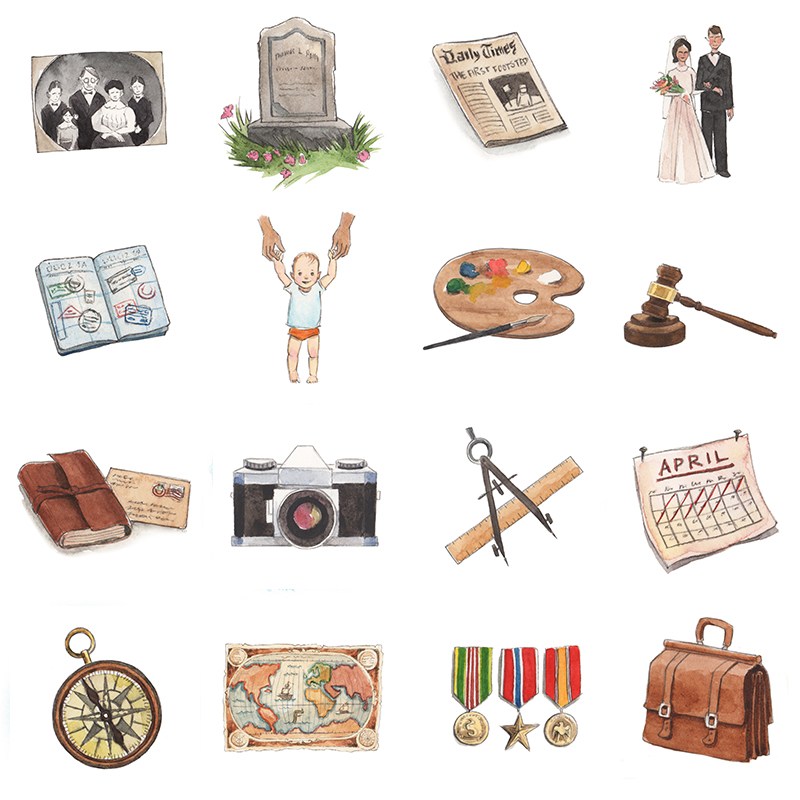 800x800 Jessica Lanan Illustration Pictures And Words Historical Icon Set
