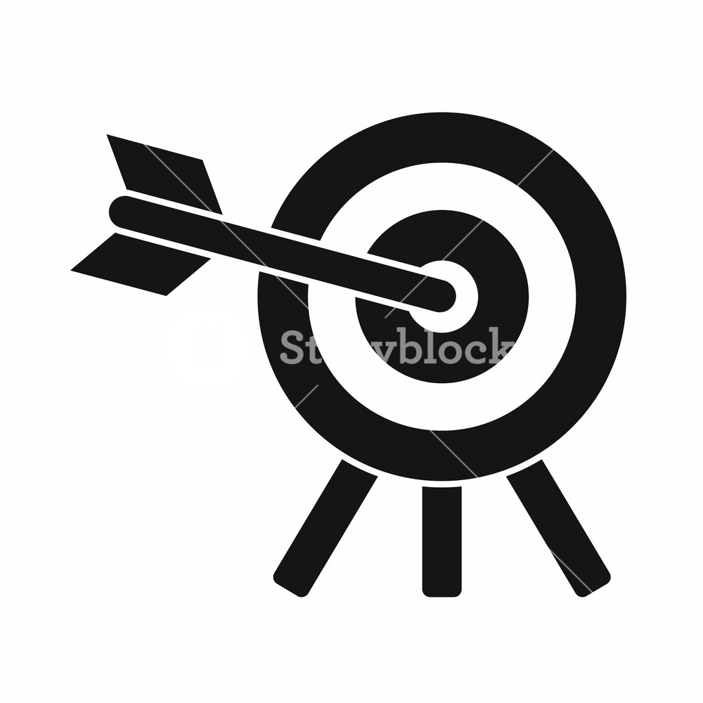1000x1000 Arrow Hit The Target Icon In Simple Style Isolated On White