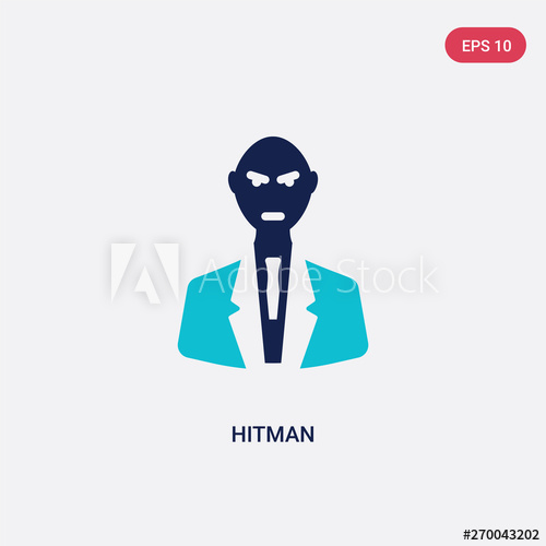 500x500 Two Color Hitman Vector Icon From Cinema Concept Isolated Blue