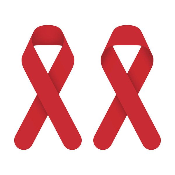 600x600 Red Ribbon Aids, Hiv Icon Illustration, Front And Back Side Art