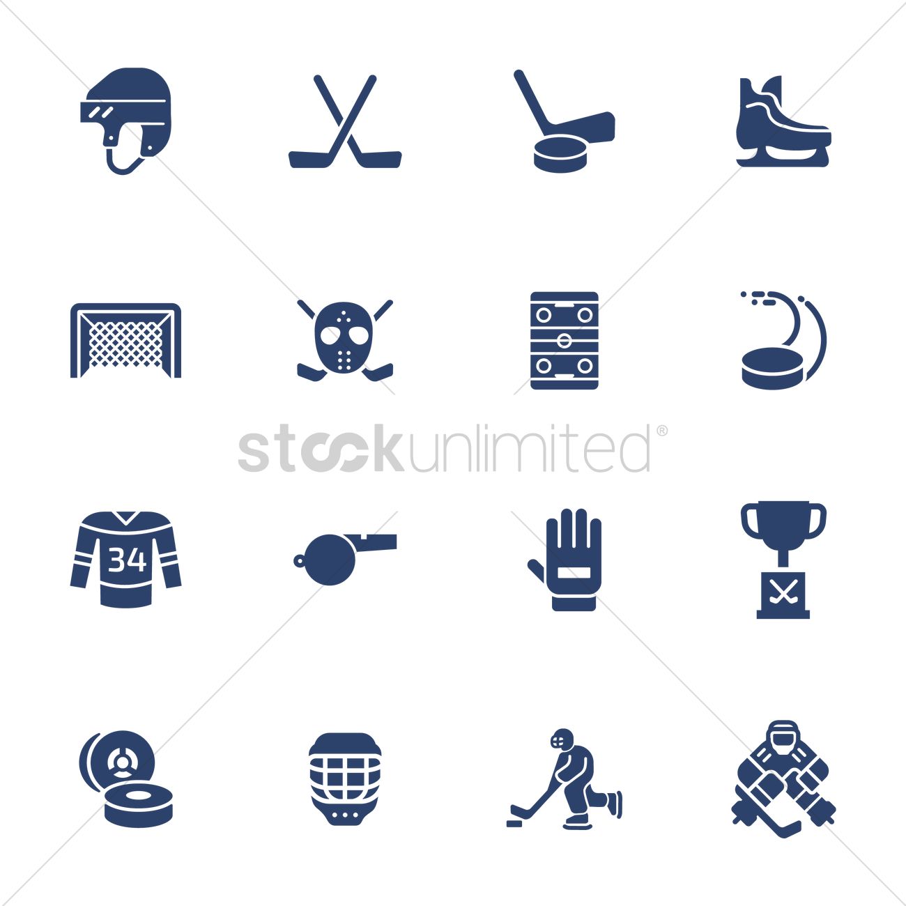 1300x1300 Ice Hockey Icons Vector Image