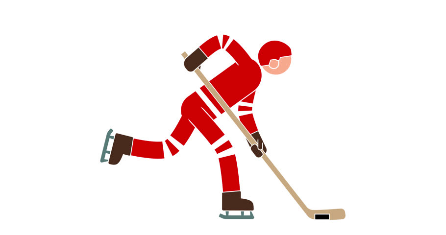 910x480 Hockey Player Colored Animated Icon Stock Footage Video