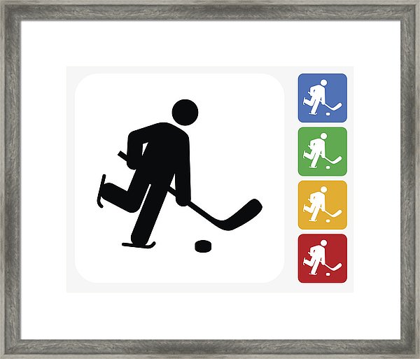 600x513 Hockey Player Icon Flat Graphic Design Framed Print