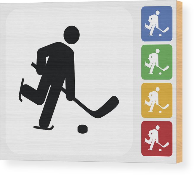 655x592 Hockey Player Icon Flat Graphic Design Wood Print