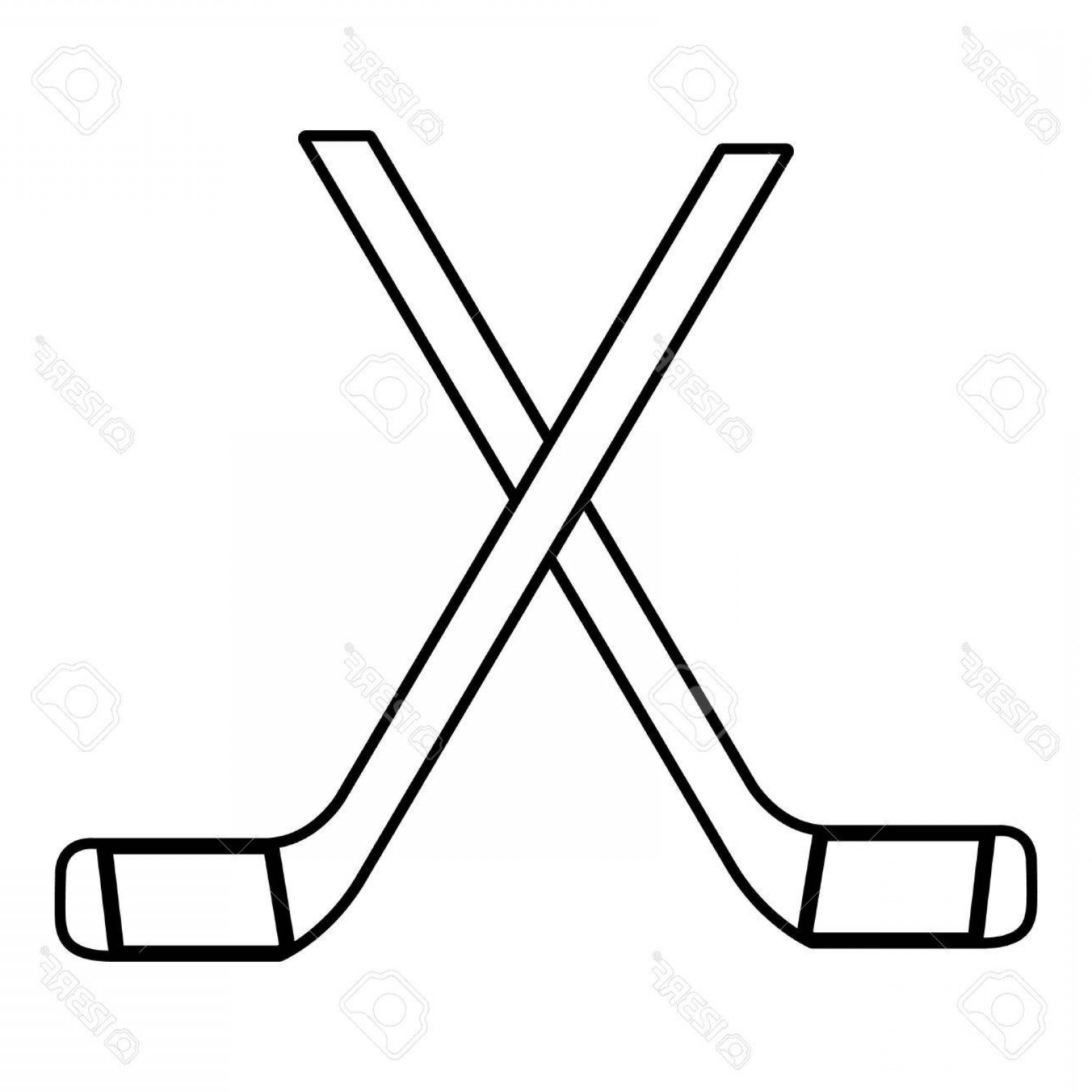 1560x1560 Photostock Vector Two Crossed Hockey Sticks Icon Outline Style