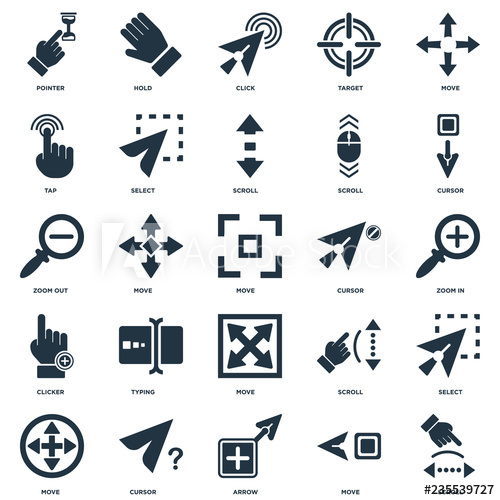 500x500 Elements Such As Scroll, Move, Arrow, Cursor, Clicker, Tap, Click