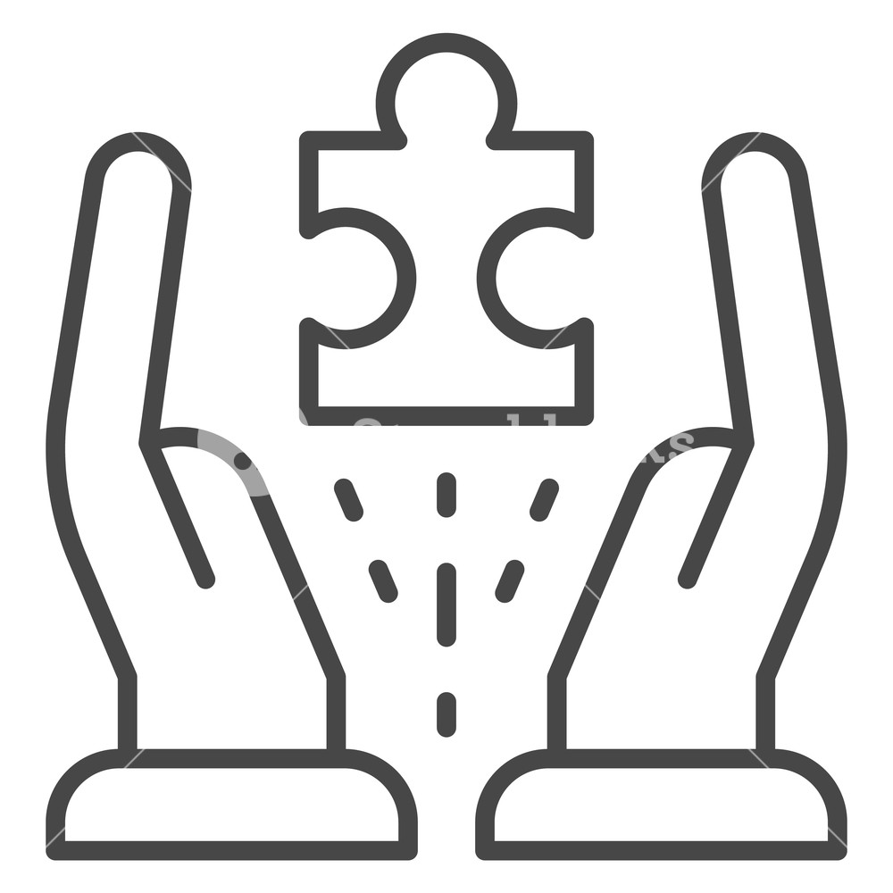 1000x1000 Hands Hold One Puzzle Icon Outline Hands Hold One Puzzle Vector