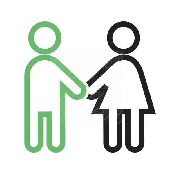 600x600 Holding Hands Line Green Black Icon