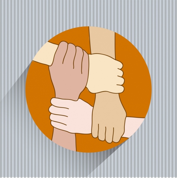 597x600 Community Combination Banner Holding Hands Icon Round Isolation