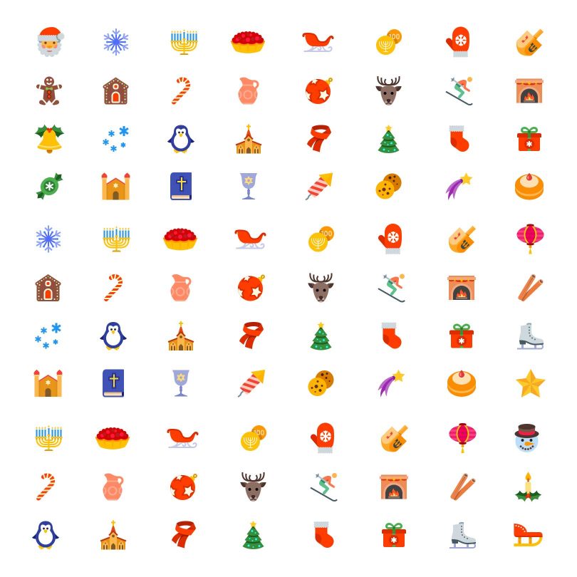 810x810 Download Festive, Flat Color Winter Holiday Icons Free Inside