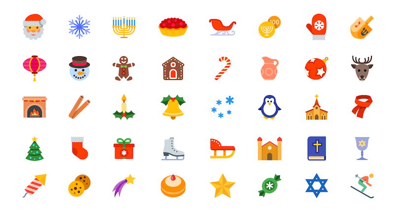800x428 Download Festive, Flat Color Winter Holiday Icons Free Inside