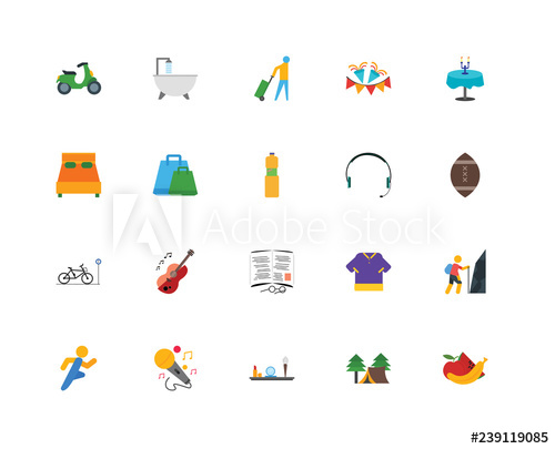 Set Of Icons Such As Fruit, Tent, Make Up, Microphone, Runner 500x405 Set Of Icons Such As Fruit, Tent, Make Up, Microphone, Runner