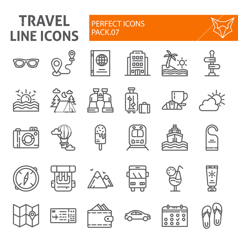 Travel Line Icon Set, Tourism Symbols Collection, Vector Sketches 1000x1000 Travel Line Icon Set, Tourism Symbols Collection, Vector Sketches