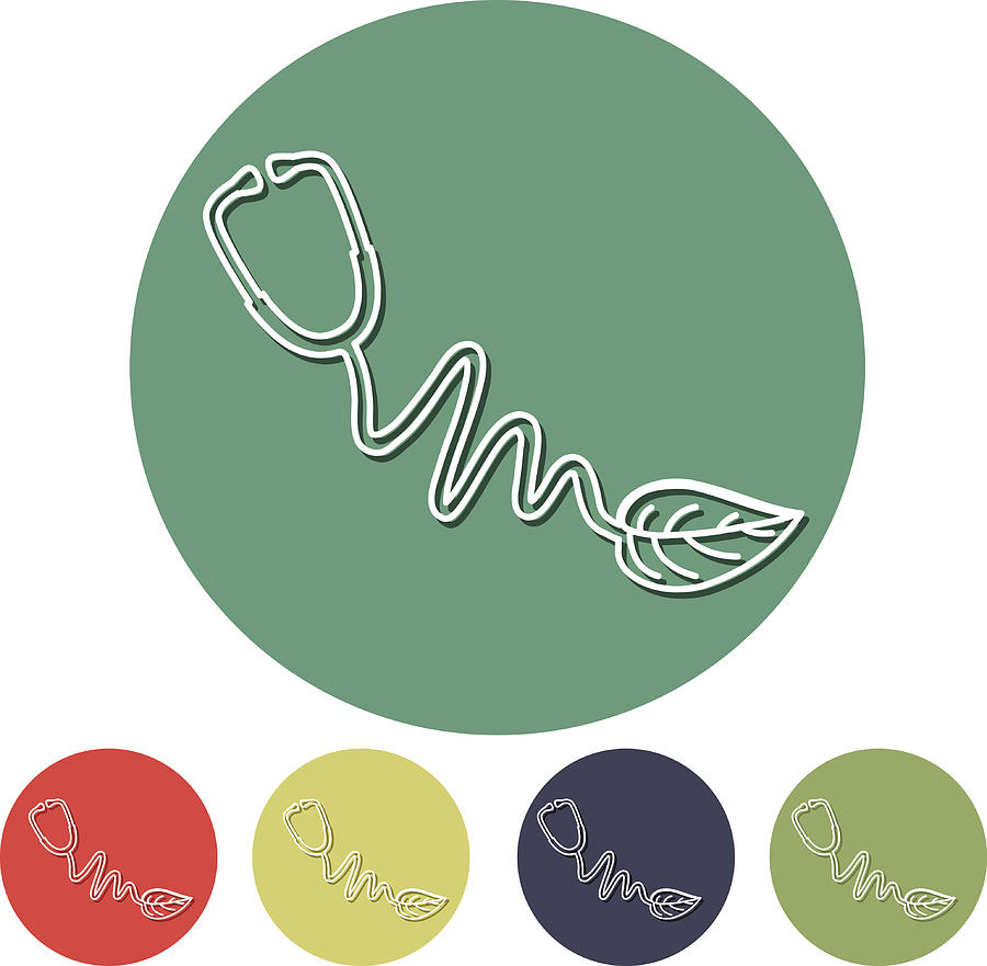 900x881 Thin Line Art Icon Holistic Medicine Stethoscope With Leaf