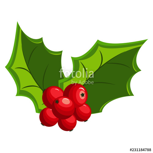 500x500 Christmas Holly Berry Leaves Icons Vector Cartoon Mistletoe Icon