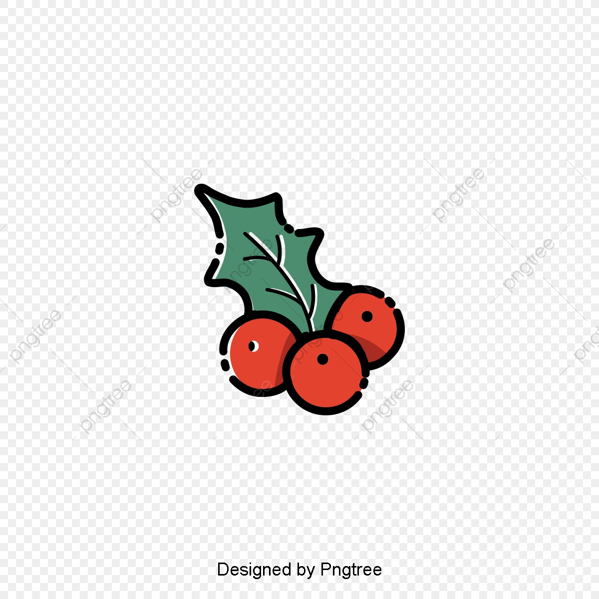 1200x1200 Hand Drawn Vector Line Wind Icon Of Holly Fruit For Christmas
