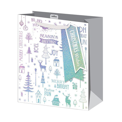 500x500 Holographic Icons Christmas Large Gift Bag Partyrama