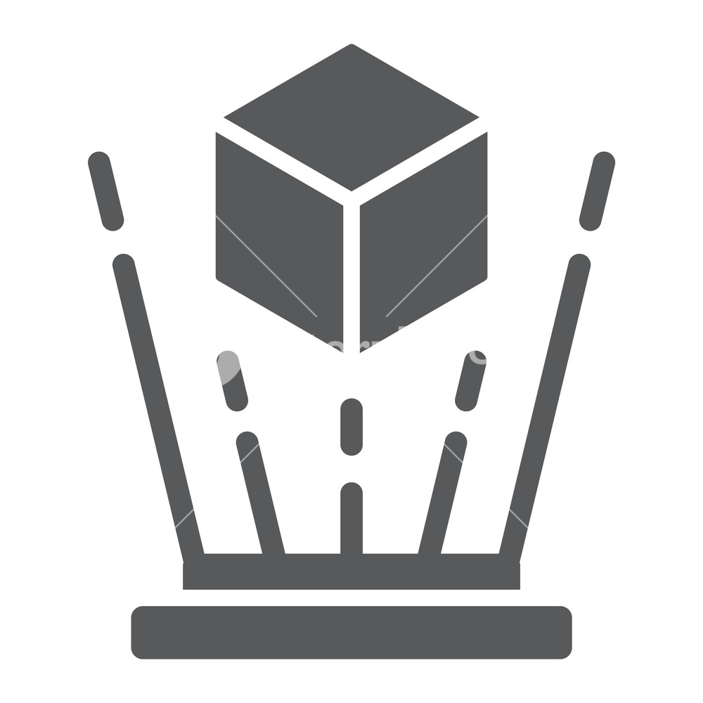 1000x1000 Holographic Image Glyph Icon, Rotation And View, Hologram Sign