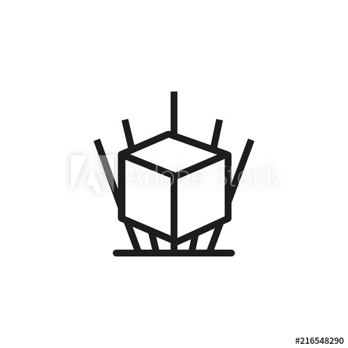500x500 Holographic Image Line Icon Cube, Magic, Geometric Shape