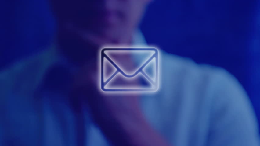 852x480 Click E Mail Icon On Holographic Stock Footage Video